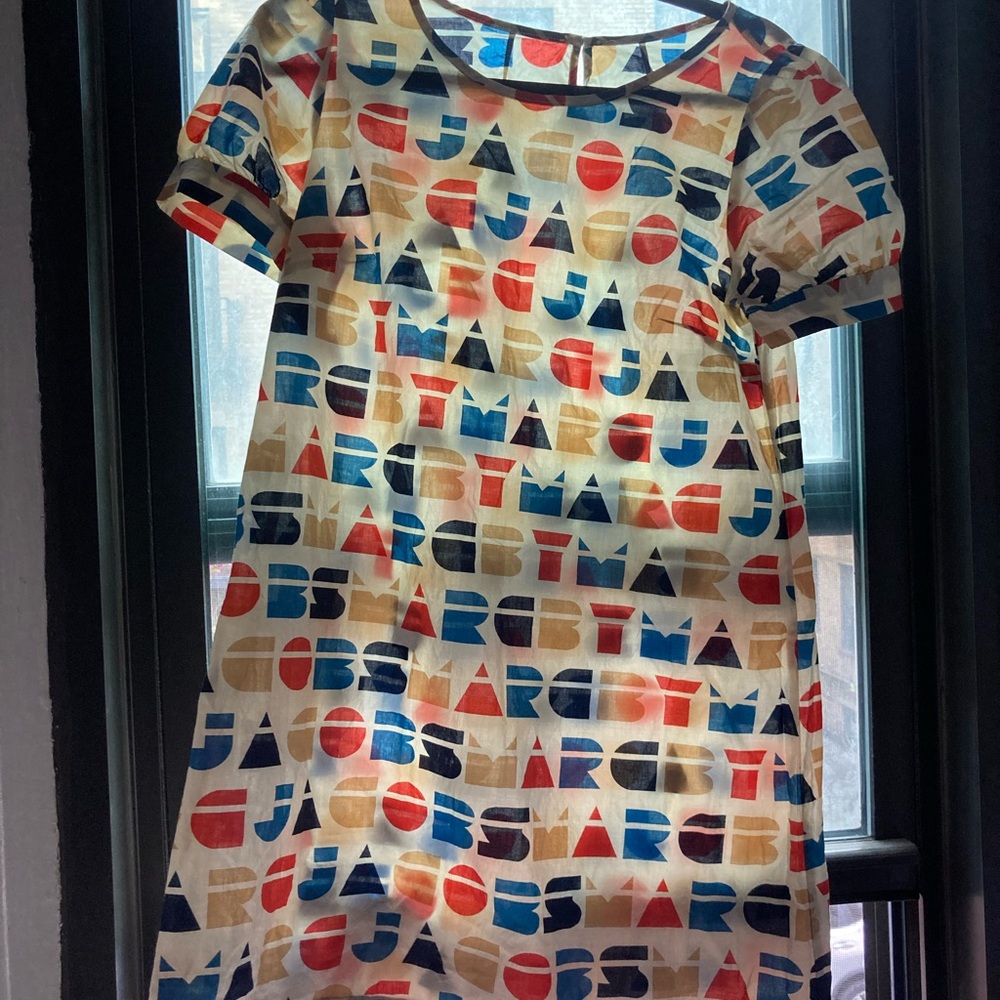 Marc By Marc Jacobs Multi-Color Logo Print Mini Dress EUC